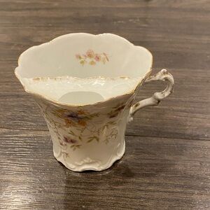 Floral Porcelain Teacup with Gold Trim